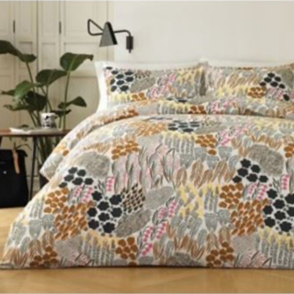 Marimekko Pieni Letto Modern Natural Cotton Mid-Century Queen Duvet w/shams - Picture 3 of 4